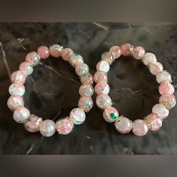 Colorful Ombre glass beaded bracelet set of 2 - Picture 2 of 2